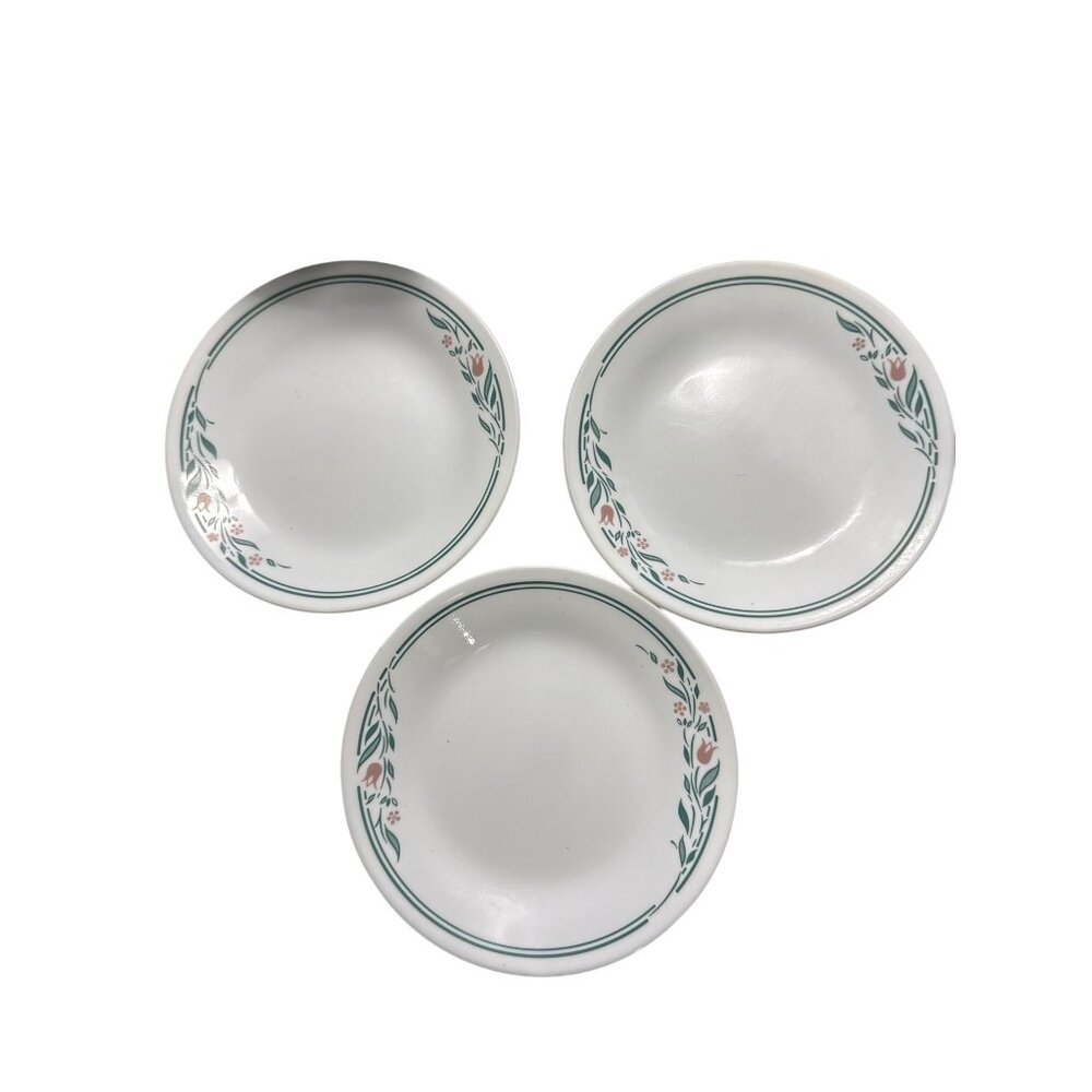 Corelle Rosemarie Pattern 6.75-Inch Bread Plates Set Of 3 Made In USA